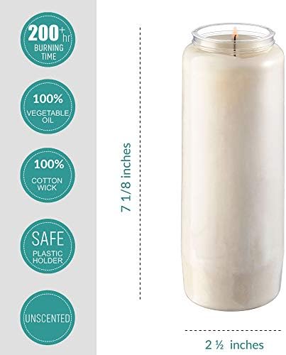 Rambue 9 Day Prayer Candles 9 Pack 7 Inch White Jar Candles