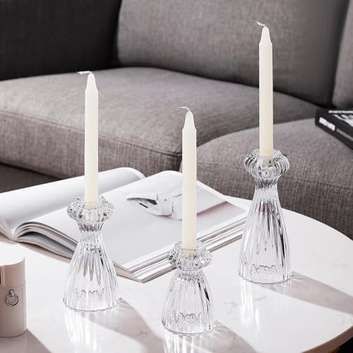 Lysenn Glass Candlestick Holder Set of 3