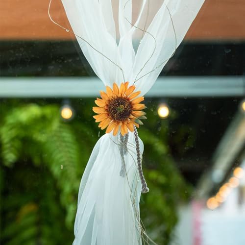 DECHOUS 4 Pack Flower Curtain Tiebacks Clips - Boho Sunflower Drapery Holdbacks
