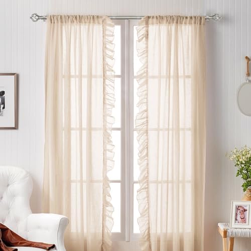 KAMANINA Silver Curtain Rod 32-58 Inch Adjustable Single Rod