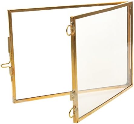 Double Glass Floating Frame Brass and Glass Wall Decor