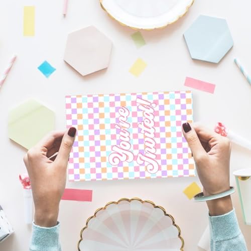 Cute Pink Halloween Birthday Party Invitations with Envelopes