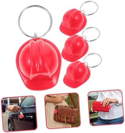Amosfun 4pcs Construction Helmet Keychain Set