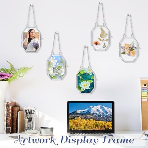 Marsui 6pcs Double Glass Frame for Pressed Flowers Silver