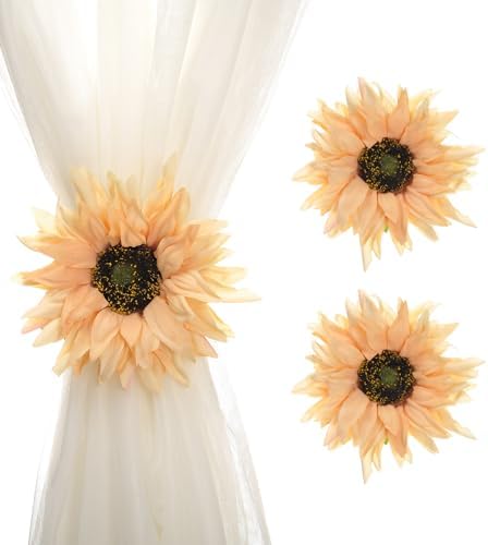 SUQ I OME 2 Pack Light Yellow Sunflower Curtain Clips