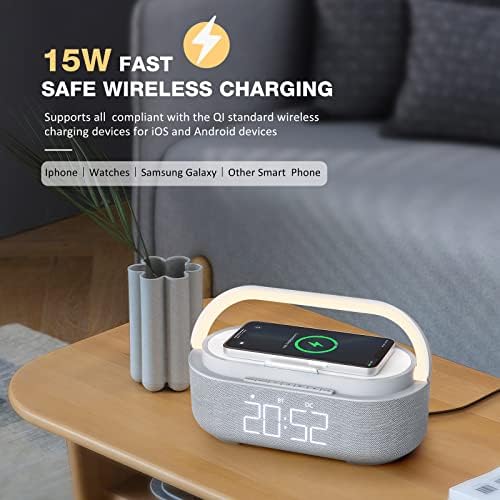 COLSUR 6 in 1 Bluetooth Speaker with Wireless Charger and LED Night Light