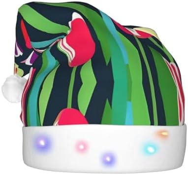 Colorful Tulips Print Christmas Hat with LED Lights