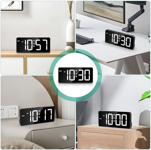 ORIA Digital Alarm Clock with Large Display and Adjustable Brightness