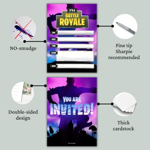 Hat Acrobat 20 Birthday Invitations for Boys - Game On Party Supplies Purple