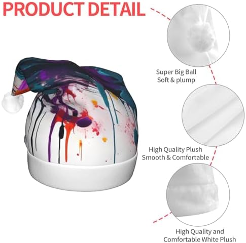 Paint Splatter Print Christmas Hat with LED Lights