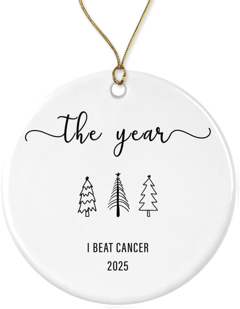 Year I Beat Cancer Ceramic Ornament - Breast Cancer Survivor Gift