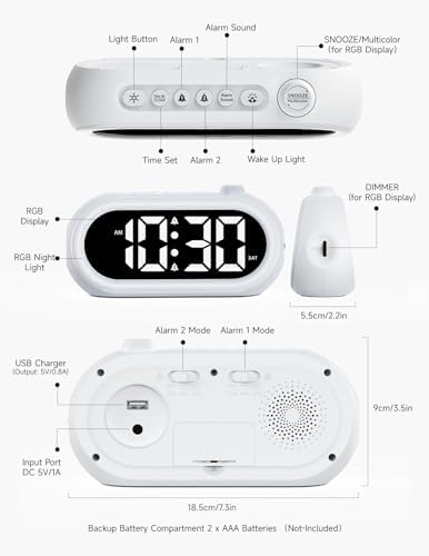 OCUBE Digital Alarm Clocks with Wake Up Light and Dual Alarms