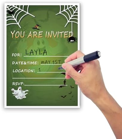 Ghost Party Invitation Cards Halloween Magic Theme Spiderweb Design