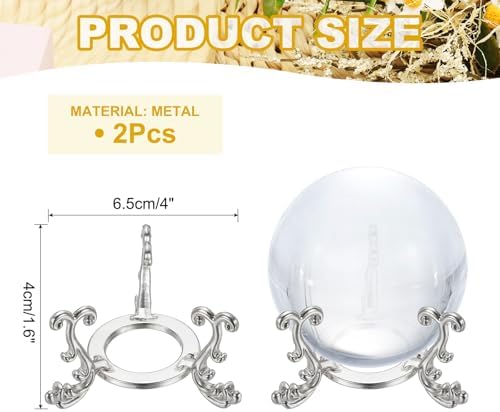 Uxcell 2pcs Metal Crystal Sphere Holder for Home Decor