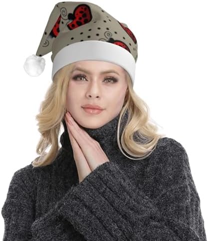 Art Ladybug Tracks Print Christmas Hat with LED Lights