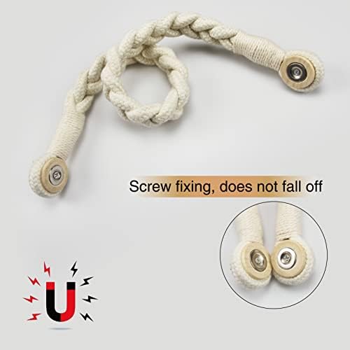 Porlau 2 Pack Beige Magnetic Curtain Tiebacks with Wooden Buckle