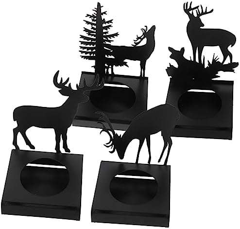 Cabilock 4pcs Christmas Elk Candle Holders Metal Tealight Stands for Holiday Centerpieces