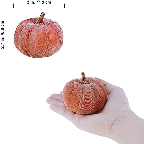 Winlyn 12 Pcs Small Velvet Pumpkin Decor Set