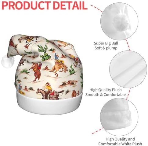 Cowboy Ride Horse Print Christmas Hat with LED