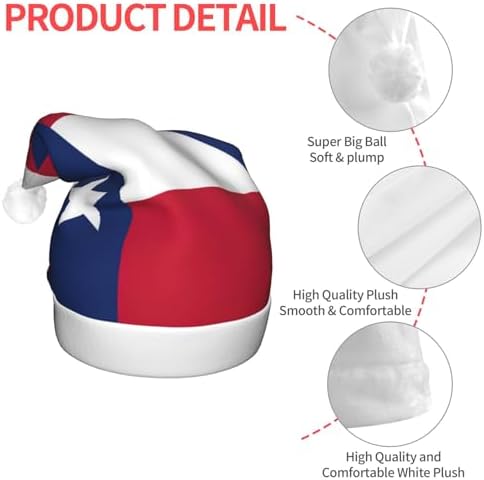 Flag Of Texas Print Christmas Hat With LED Lights