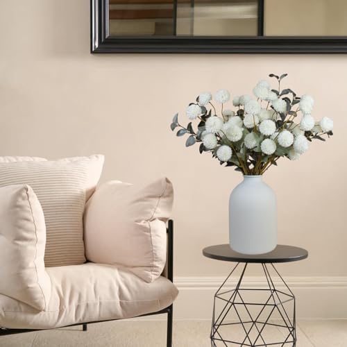 RyddeligHome White Faux Flowers for Vase - 10 Stems Eucalyptus