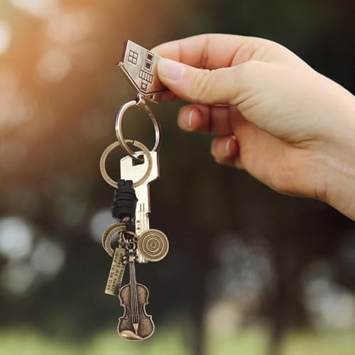 Amosfun Retro Violin Keychain Zinc Alloy Music Pendant