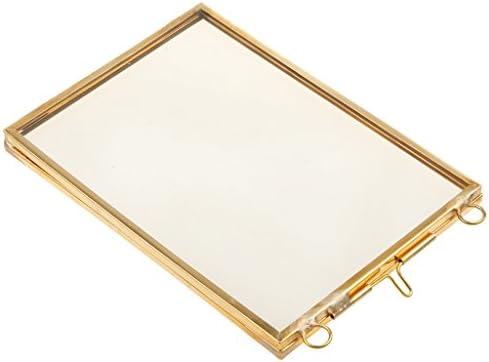 Double Glass Floating Frame Brass and Glass Wall Decor