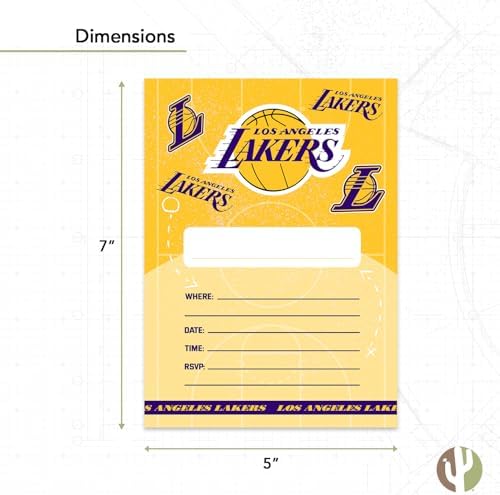 Desert Cactus LA Lakers Invitations 10 Count With Envelopes