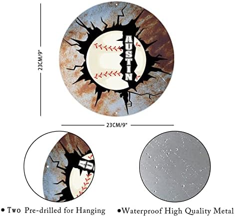 Burst Ball Baseball Welcome Door Sign Metal Wall Art