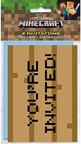 Multicolor Minecraft Invitations 8 Pack - Vibrant Party Cards