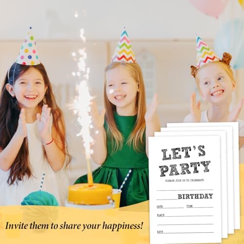 Lets Party Birthday Invitations with Envelopes 20 Set
