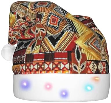 African Textile Patchwork Christmas Hat with LED Light