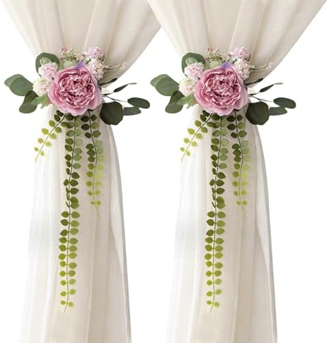 2 Pack Purple Rose Design Curtain Tiebacks