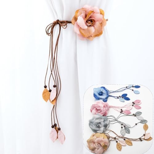 2 Pcs Pink Country Style Flower Curtain Tiebacks