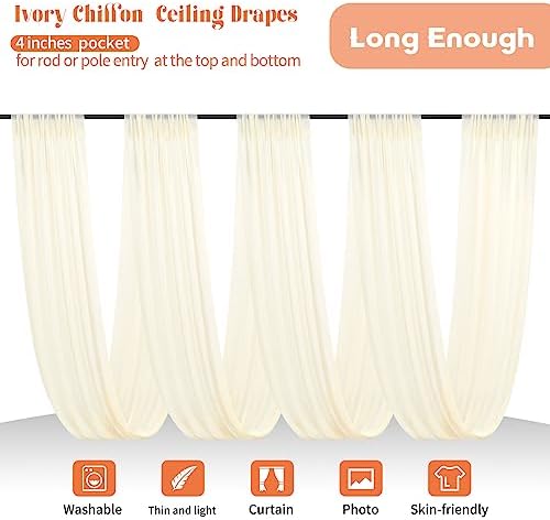 6 Panels Beige Ceiling Drapes for Wedding Decorations