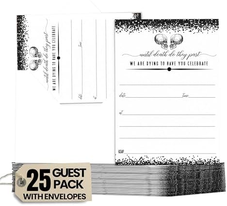 Glam Skull Halloween Invitations with Envelopes - 25 Pack
