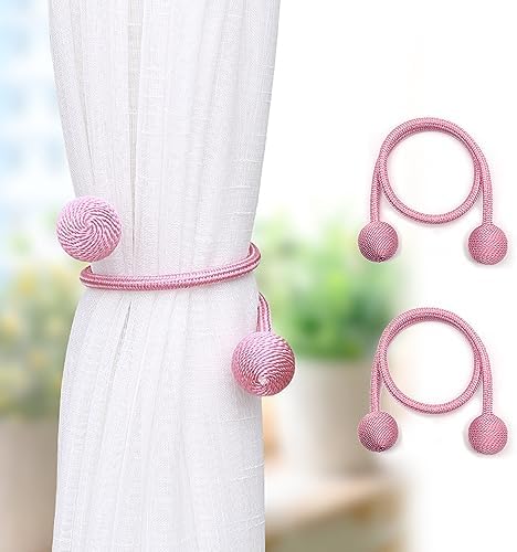 Window Curtain Magnetic Tiebacks 4 Pcs Pink Holdback