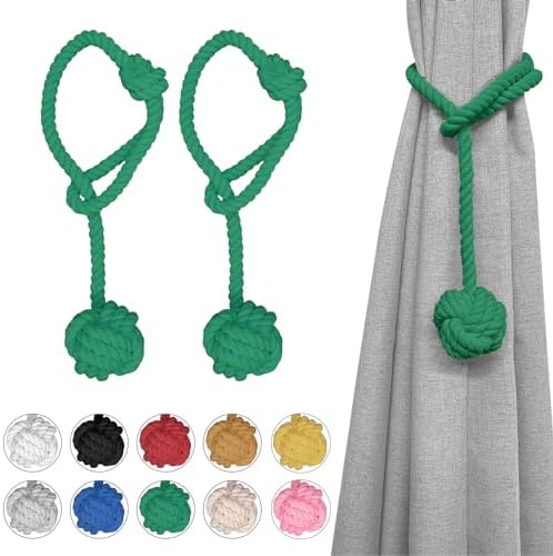 Ushomin Curtain Tiebacks 2 Pack Green Heavy Duty Holdbacks