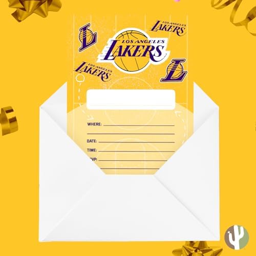 Desert Cactus LA Lakers Invitations 10 Count With Envelopes
