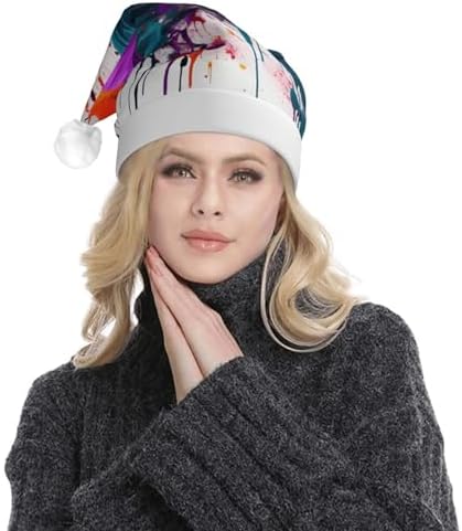 Paint Splatter Print Christmas Hat with LED Lights