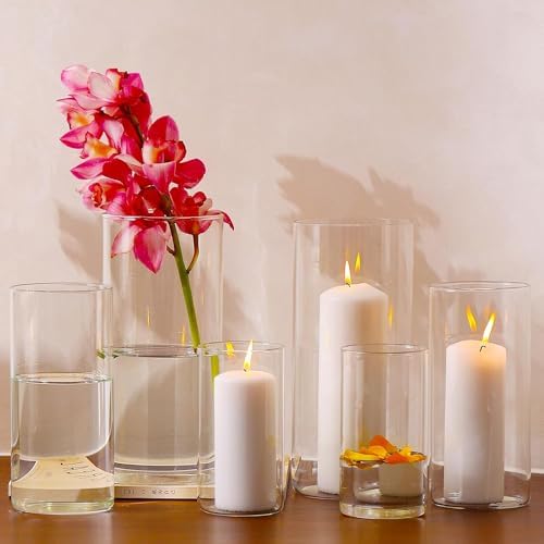 Yshengood 18PCS Clear Glass Hurricane Candle Holder Set