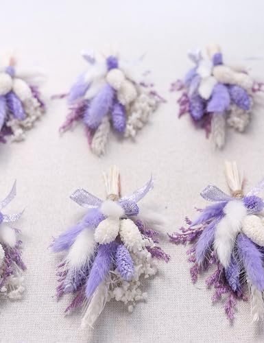 Purple Mini Dried Flower Bouquet Pack of 6