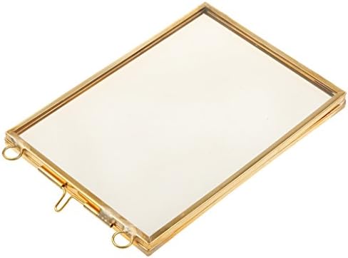 Double Glass Floating Frame Brass and Glass Wall Decor