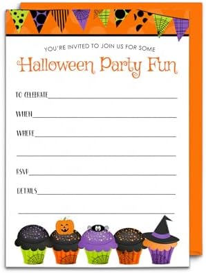 Halloween Birthday Invitations with Envelopes Set of 15