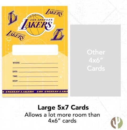 Desert Cactus LA Lakers Invitations 10 Count With Envelopes