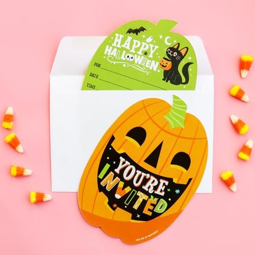 Big Dot of Happiness Jack-O-Lantern Halloween Invitation Set of 12