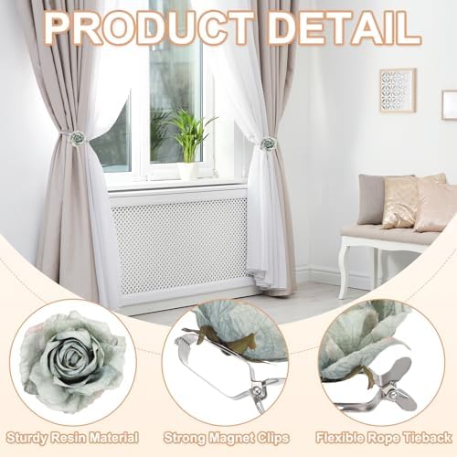 PATIKIL Rose Flower Curtain Tiebacks 2 Pcs Green Modern Holdbacks