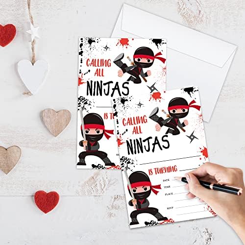 Ninja Warrior Birthday Invites With Envelopes Set of 20
