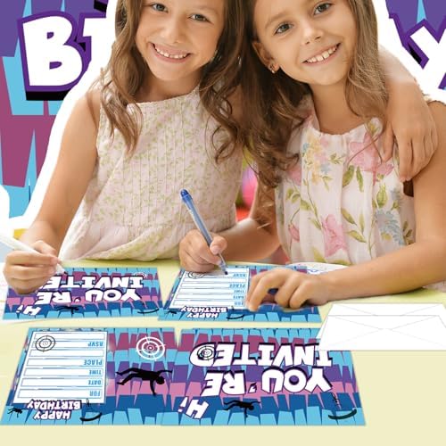 Hipoxa 24 Pcs Gaming Birthday Invites for Boys with Llama Design