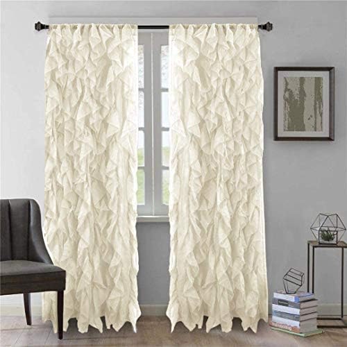 DiamondHome 2pc Cascade Shabby Chic Sheer Ruffled Curtain Panels